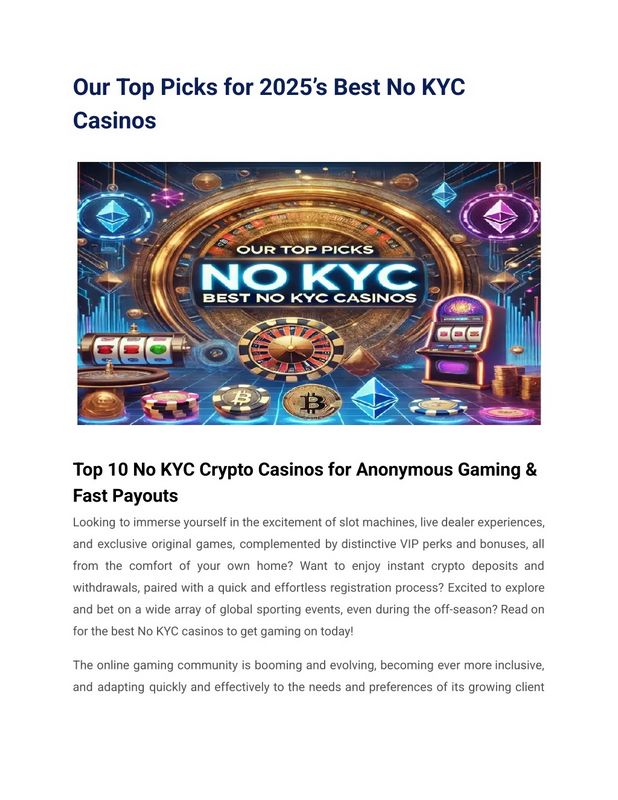 Best No Confirmation Gambling Establishments 2025 - Leading Cryptocurrencies at No KYC Gambling enterprises